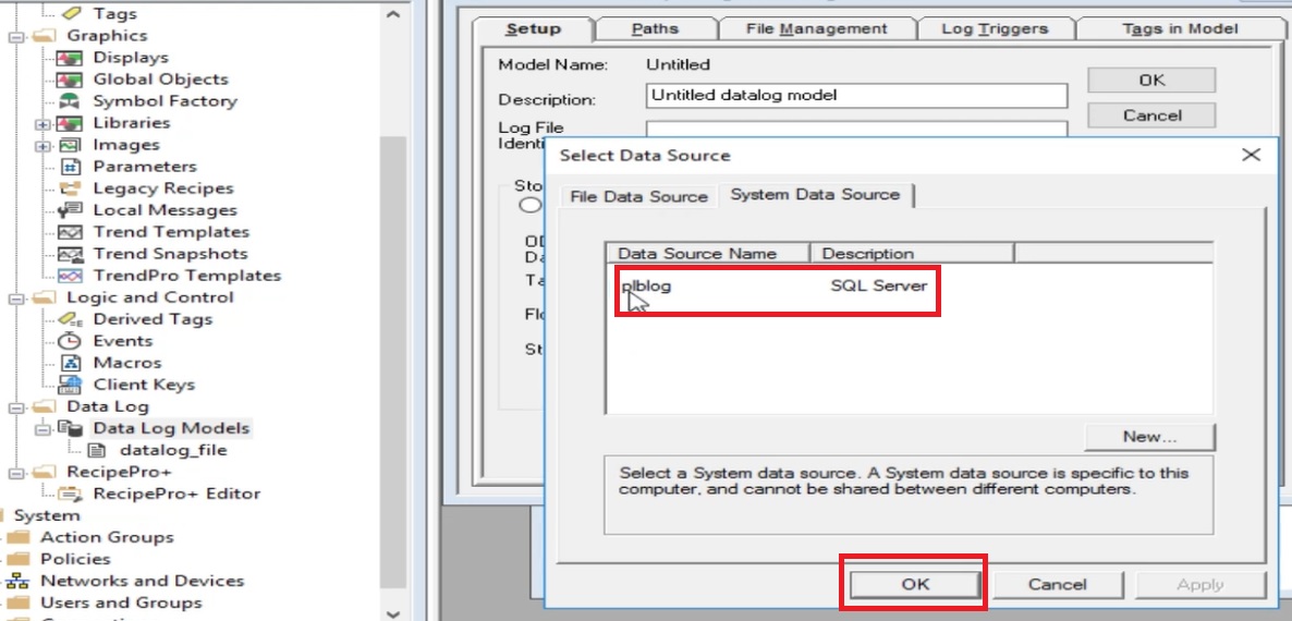 ODBC Data Source select your dsn